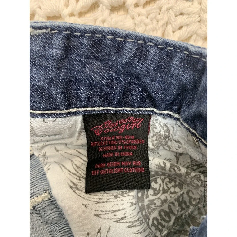 Rock and Roll Cowgirl Women Jeans 26x32Approx‎ 28x31 Blue Denim Low Rise Bootcut - Picture 8 of 12